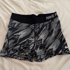 Nike Pro Black and Gray Camouflage Shorts